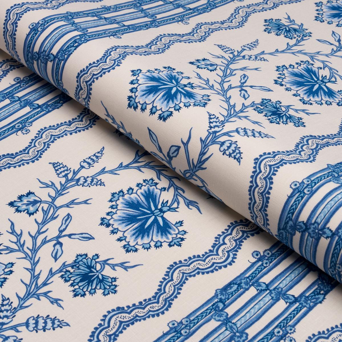 Schumacher Parvati Floral Stripe Fabric - Delft