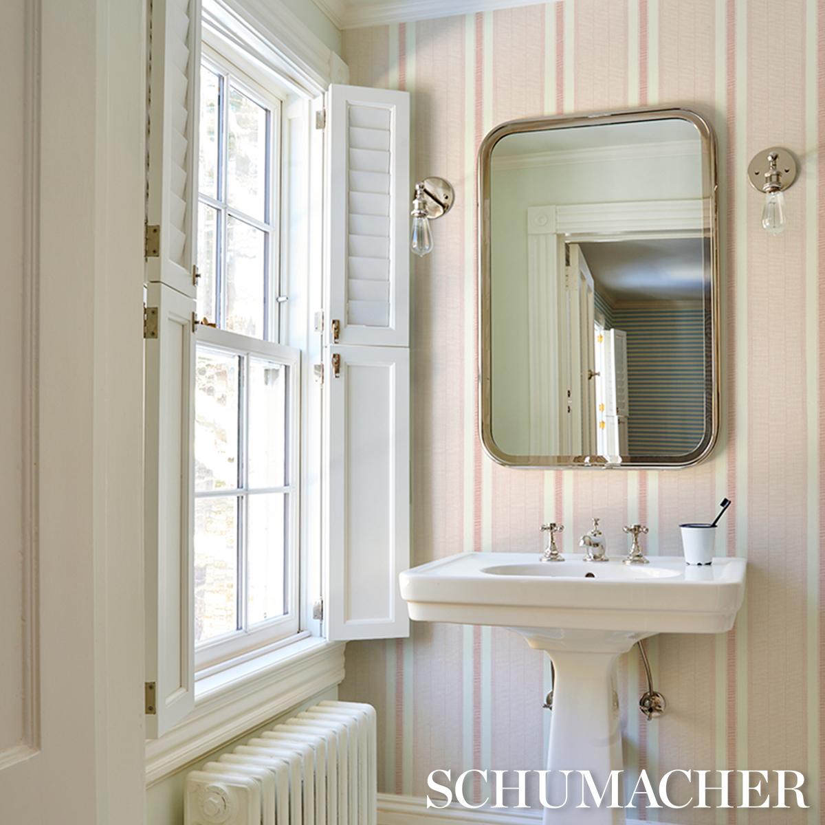 Schumacher Ipala Stripe Vinyl Wallpaper - Blush