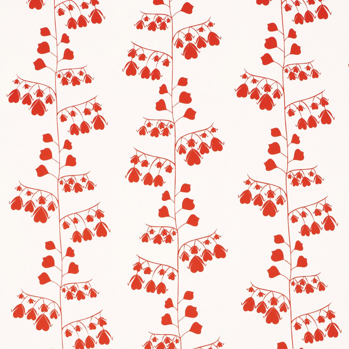Schumacher Bleeding Hearts Wallpaper - Red