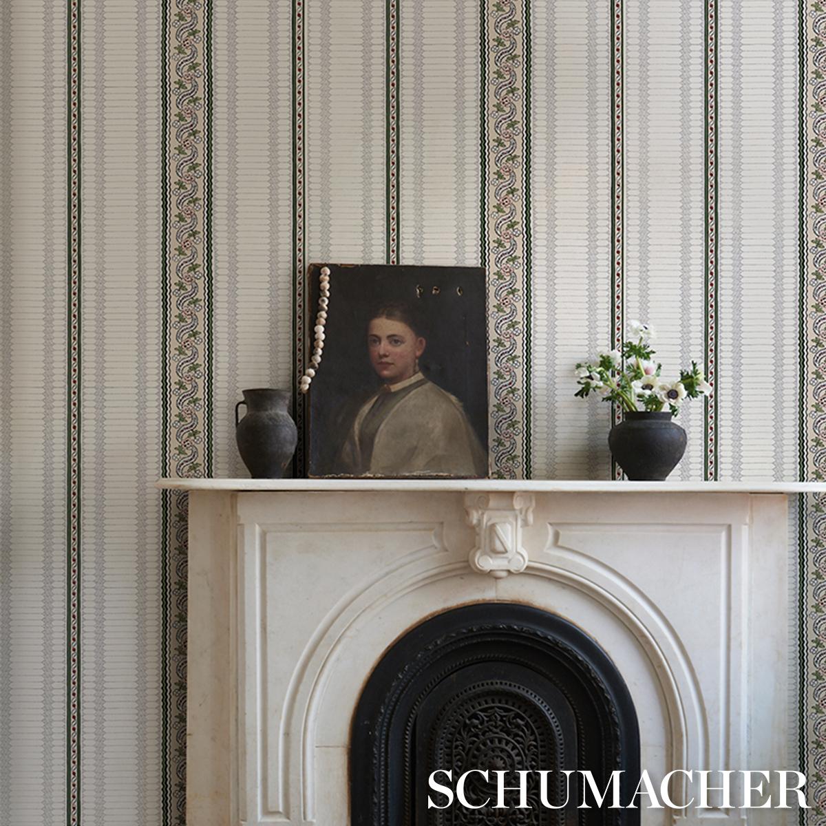 Schumacher Serena Stripe Wallpaper - Rose