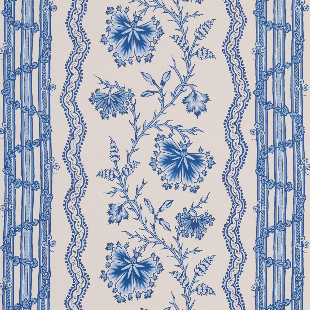 Schumacher Parvati Floral Stripe Wallpaper - Delft