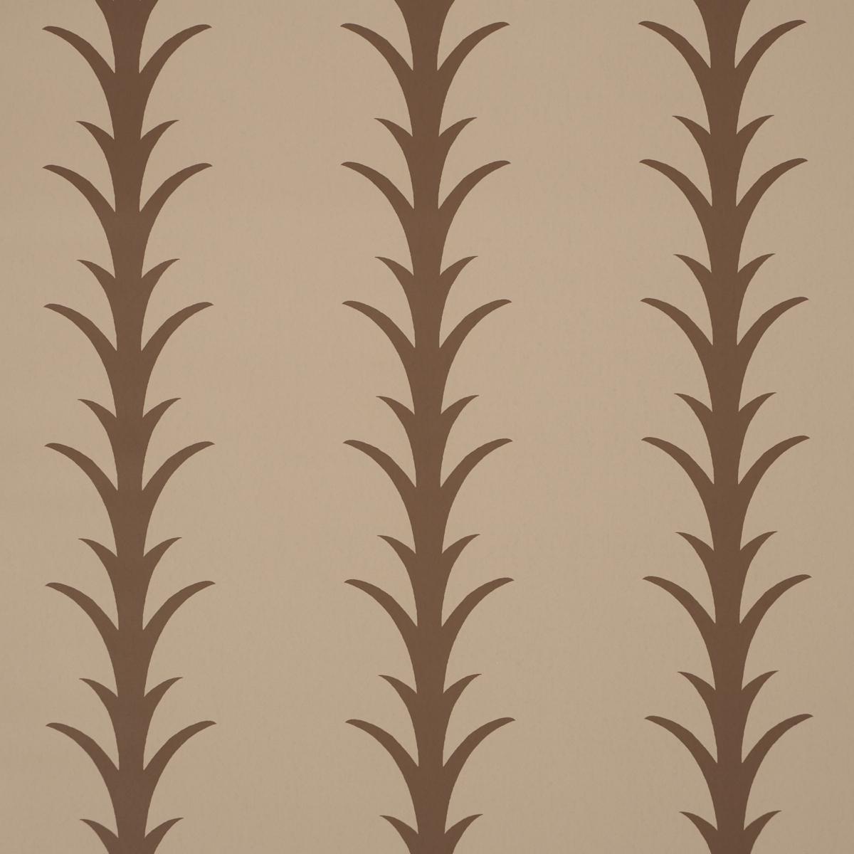 Schumacher Acanthus Stripe Wallpaper - Brown on Beige