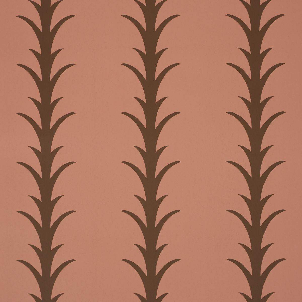 Schumacher Acanthus Stripe Wallpaper - Brown on Rosewood