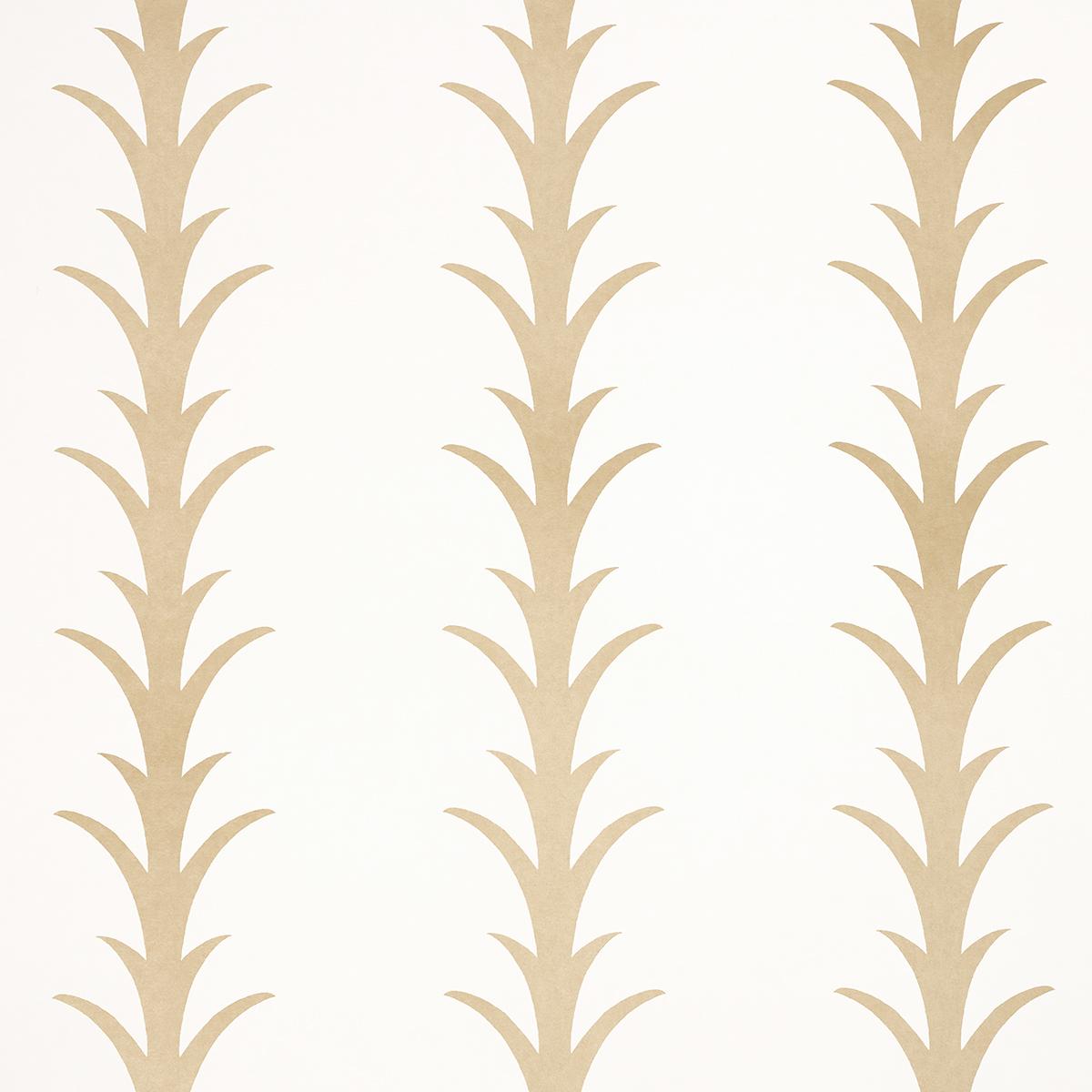 Schumacher Acanthus Stripe Wallpaper - Gold on Ivory