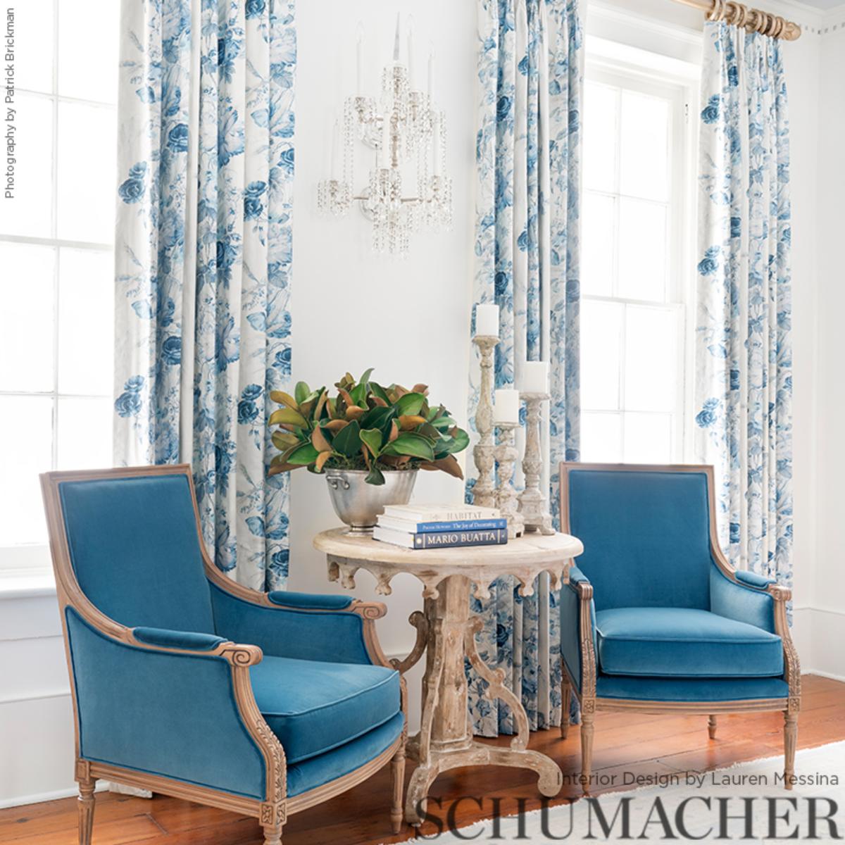 Schumacher Boughten House Fabric - Porcelain