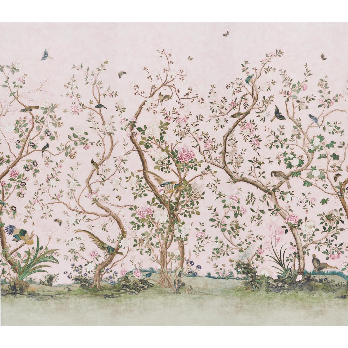 Schumacher Les Oiseaux Panel Set - Blush