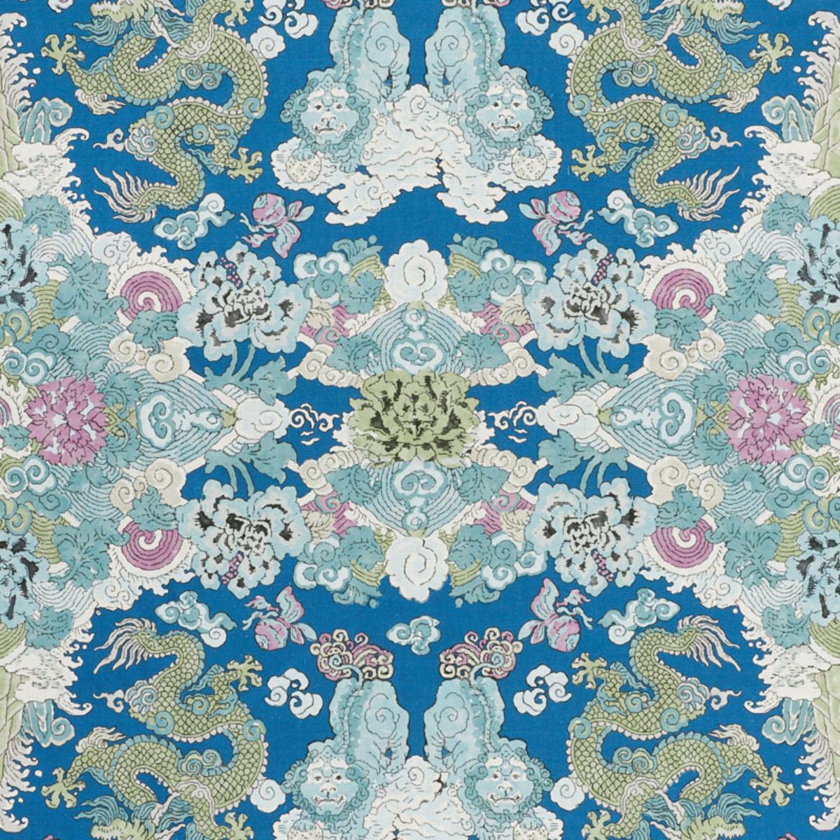 Schumacher Magic Mountain Dragon Fabric - Blue
