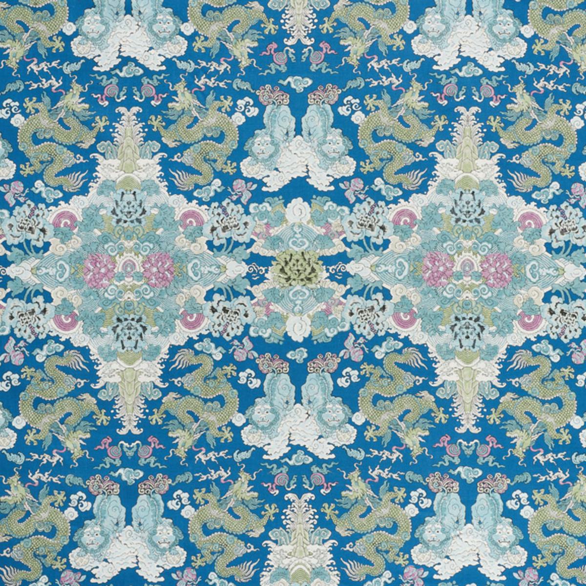 Schumacher Magic Mountain Dragon Fabric - Blue