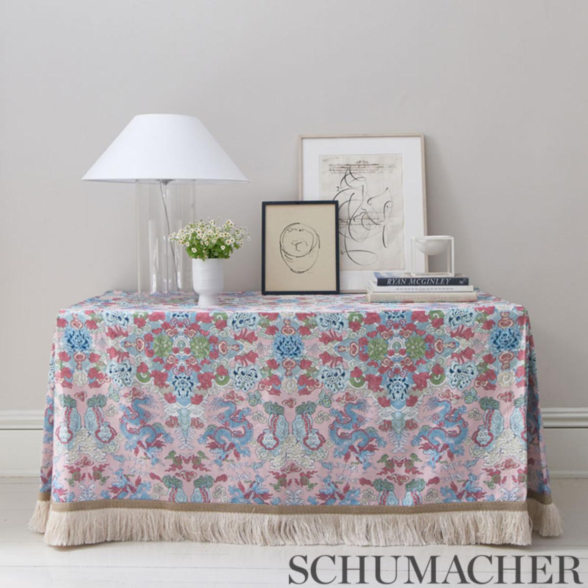 Schumacher Magic Mountain Dragon Fabric - Blush