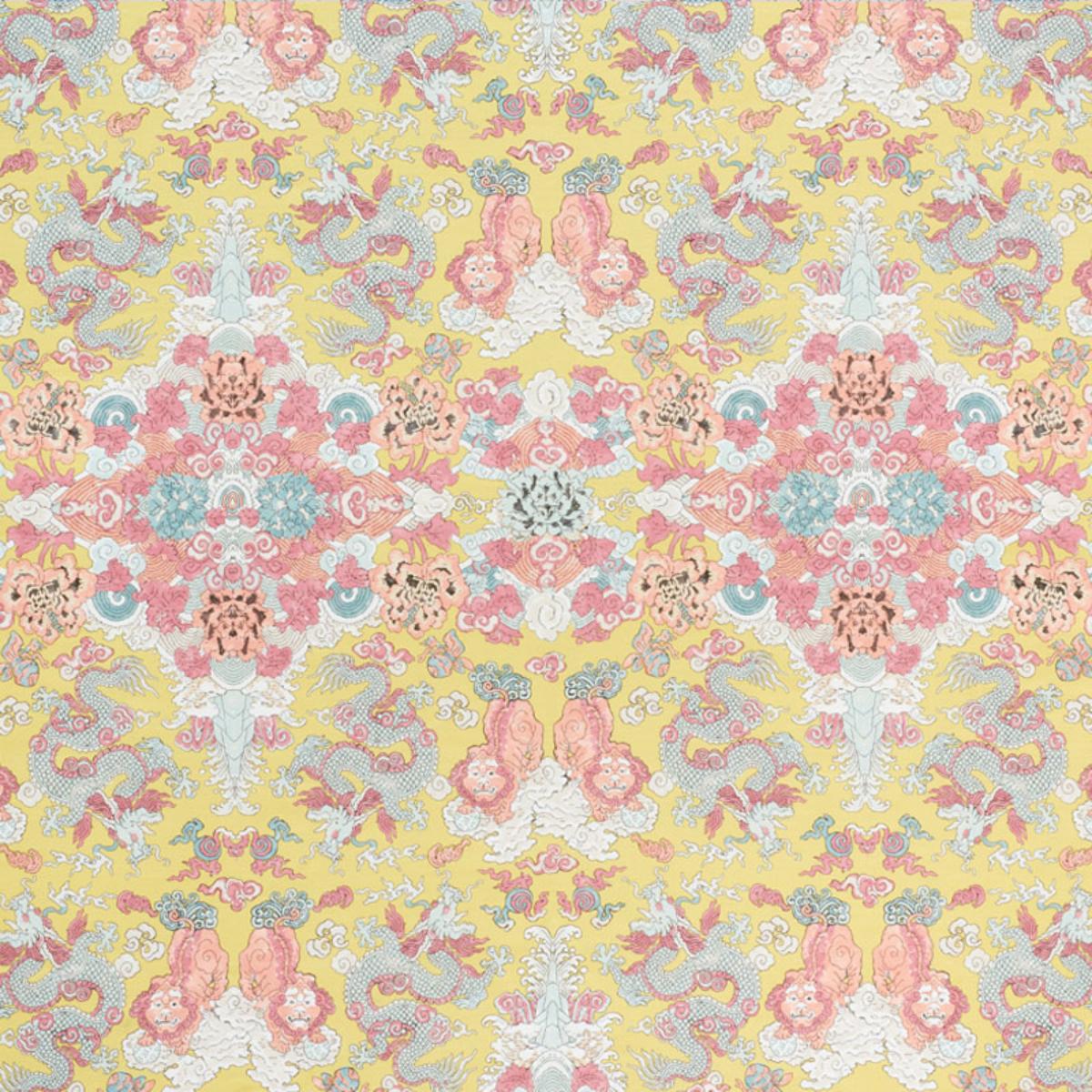 Schumacher Magic Mountain Dragon Fabric - Yellow