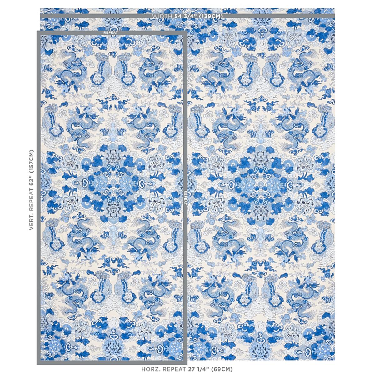 Schumacher Magic Mountain Dragon Fabric - Porcelain