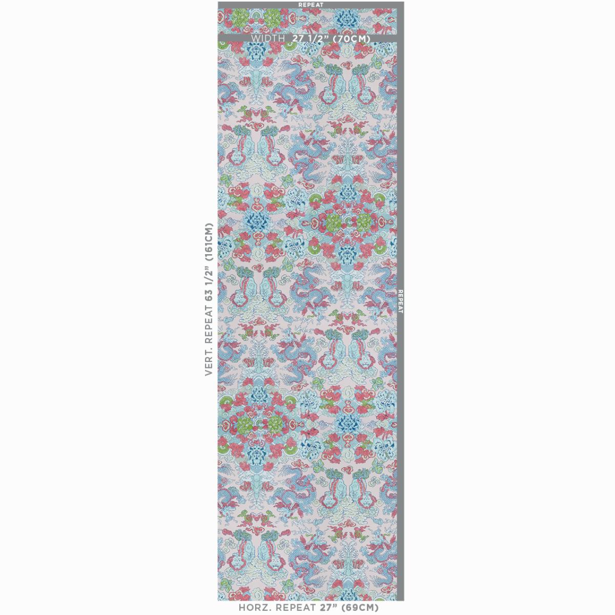 Schumacher Magic Mountain Dragon Wallpaper - Blush