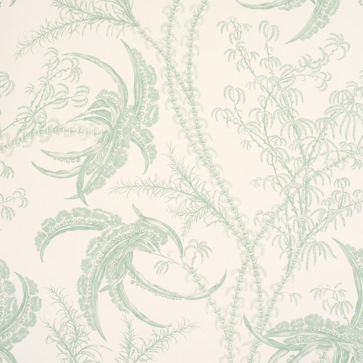 Schumacher Ocean Toile Wallpaper - Eucalyptus on Linen