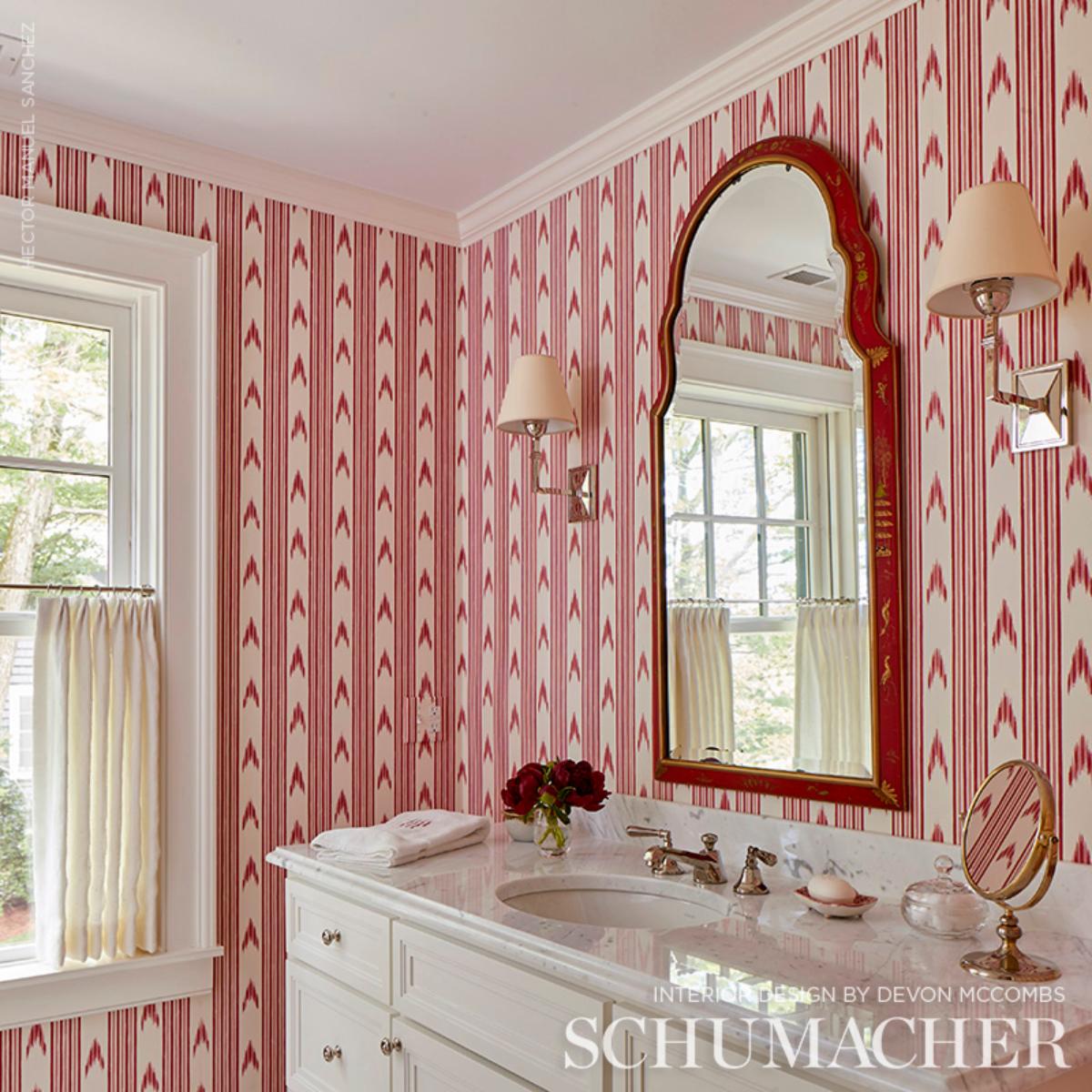 Schumacher Santa Barbara Ikat Wallpaper - Pink