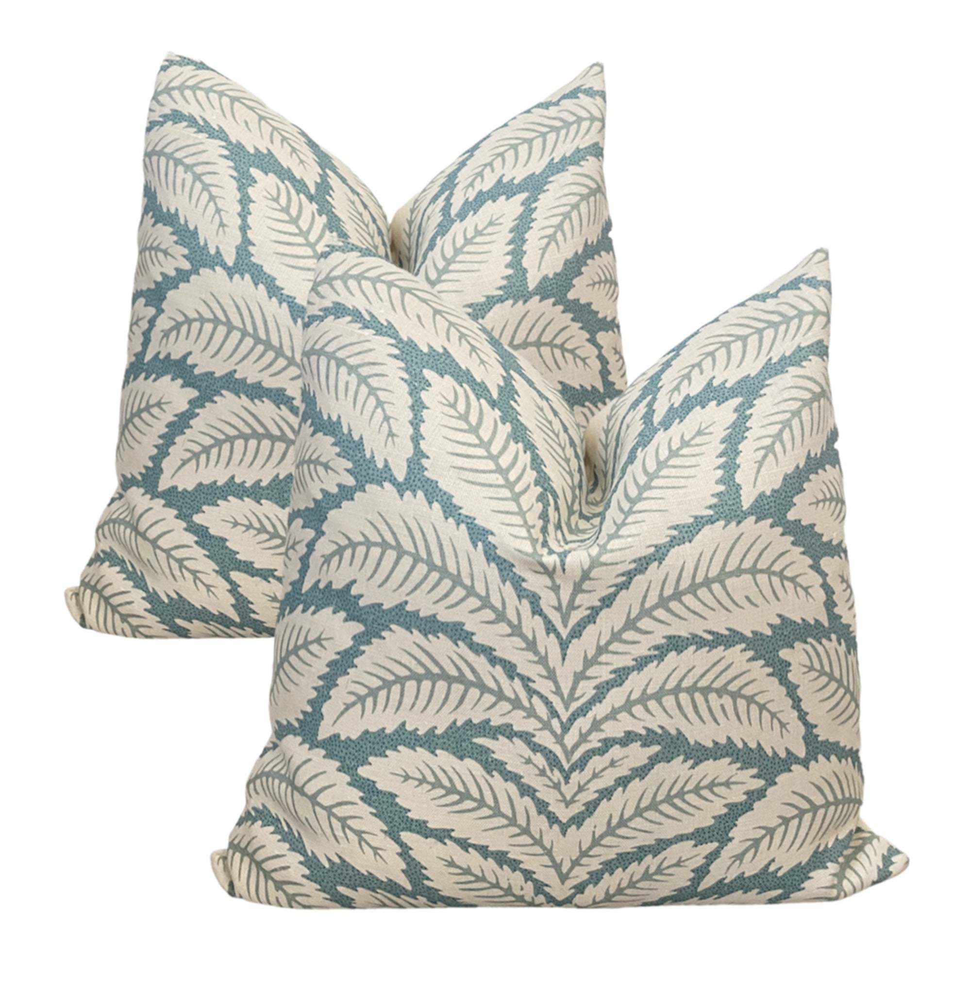 Botanical Leaf Pillow Cover - Aqua