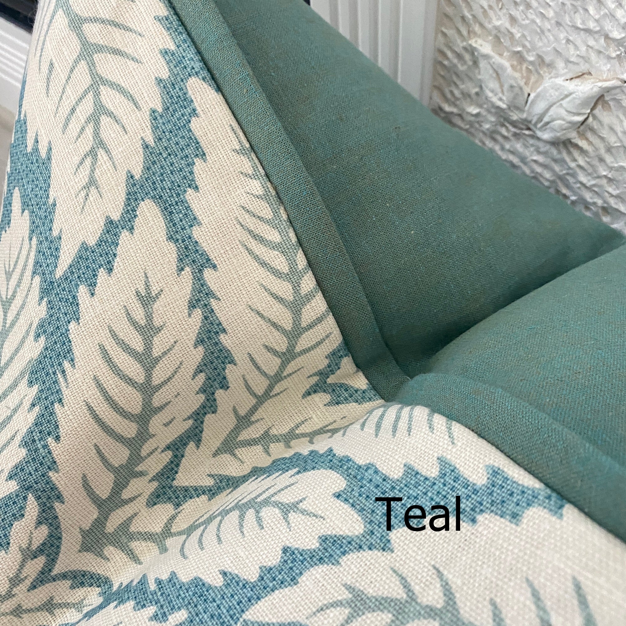 Botanical Leaf Pillow Cover With Flange Trim- Aqua