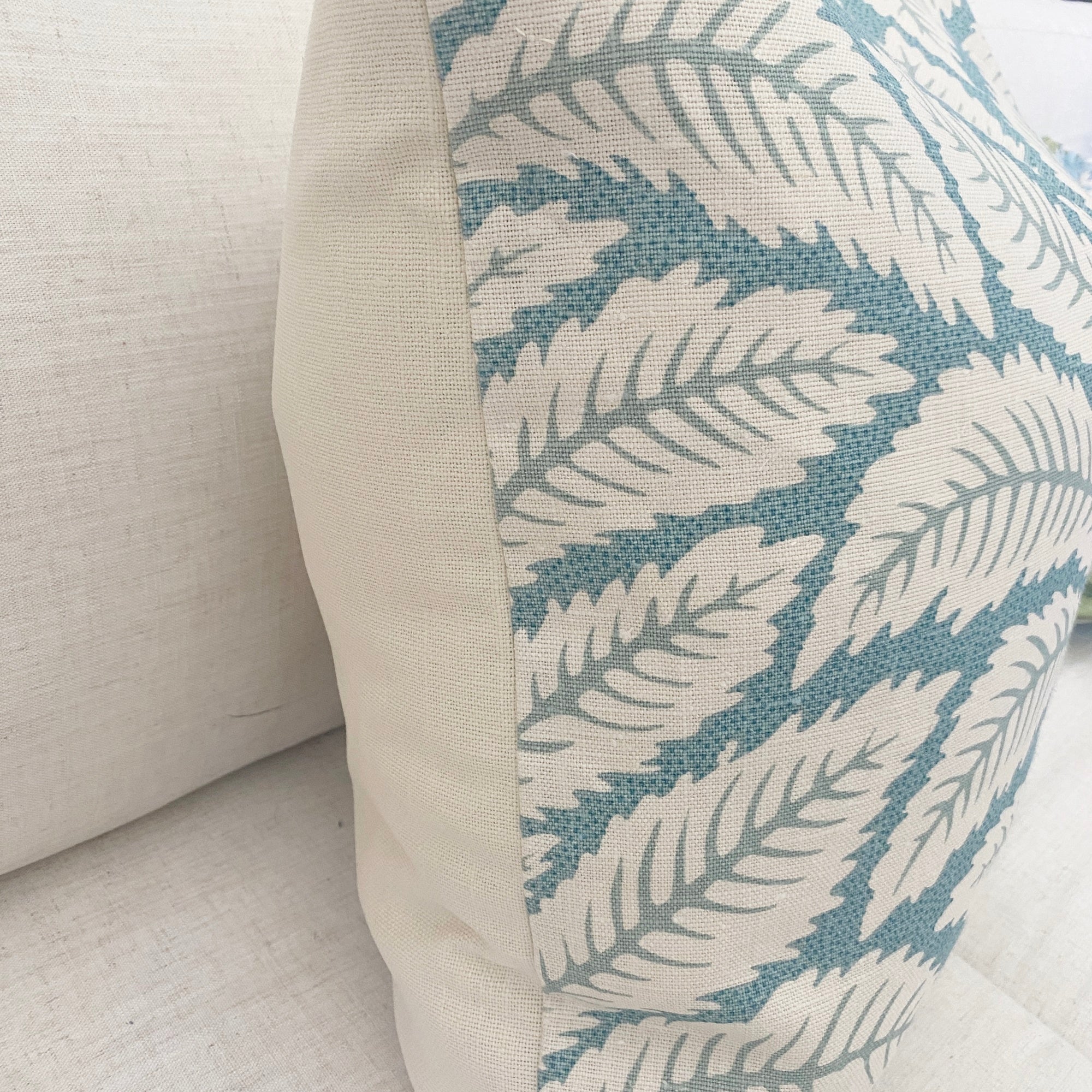 Botanical Leaf Pillow Cover - Aqua