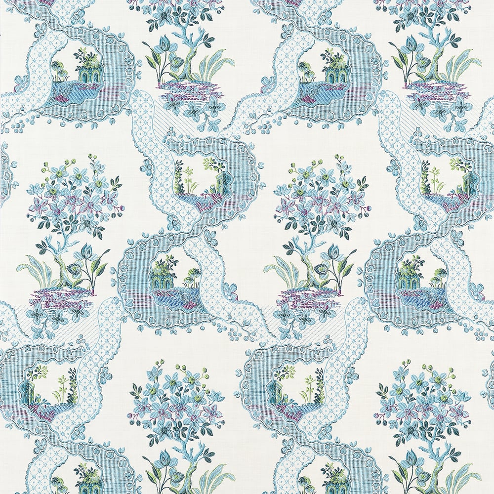 Anna French Antoinette Wallpaper - Blue and Plum