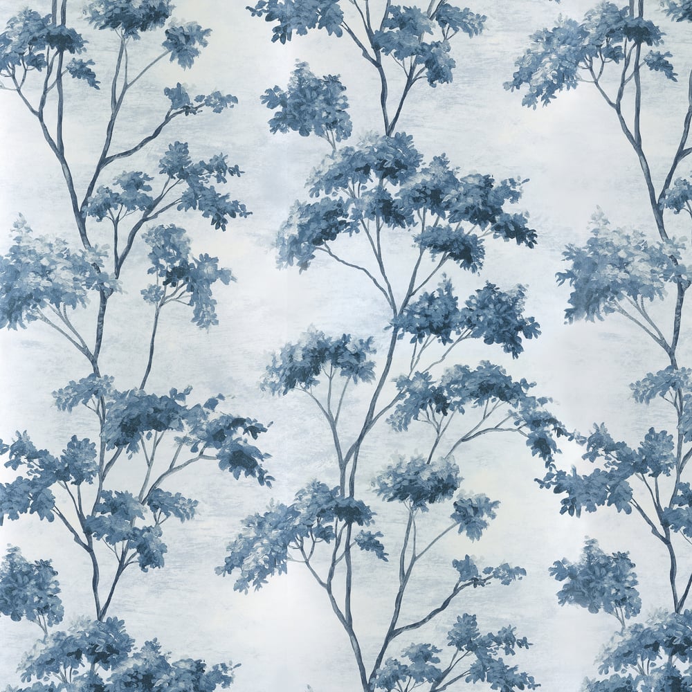 Anna French Dalton Wallpaper - Blue and White on Pearl