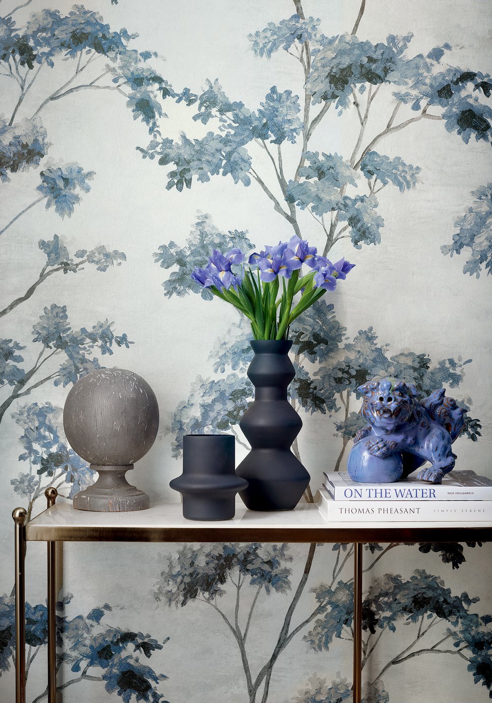 Anna French Dalton Wallpaper - Eggplant on Pearl