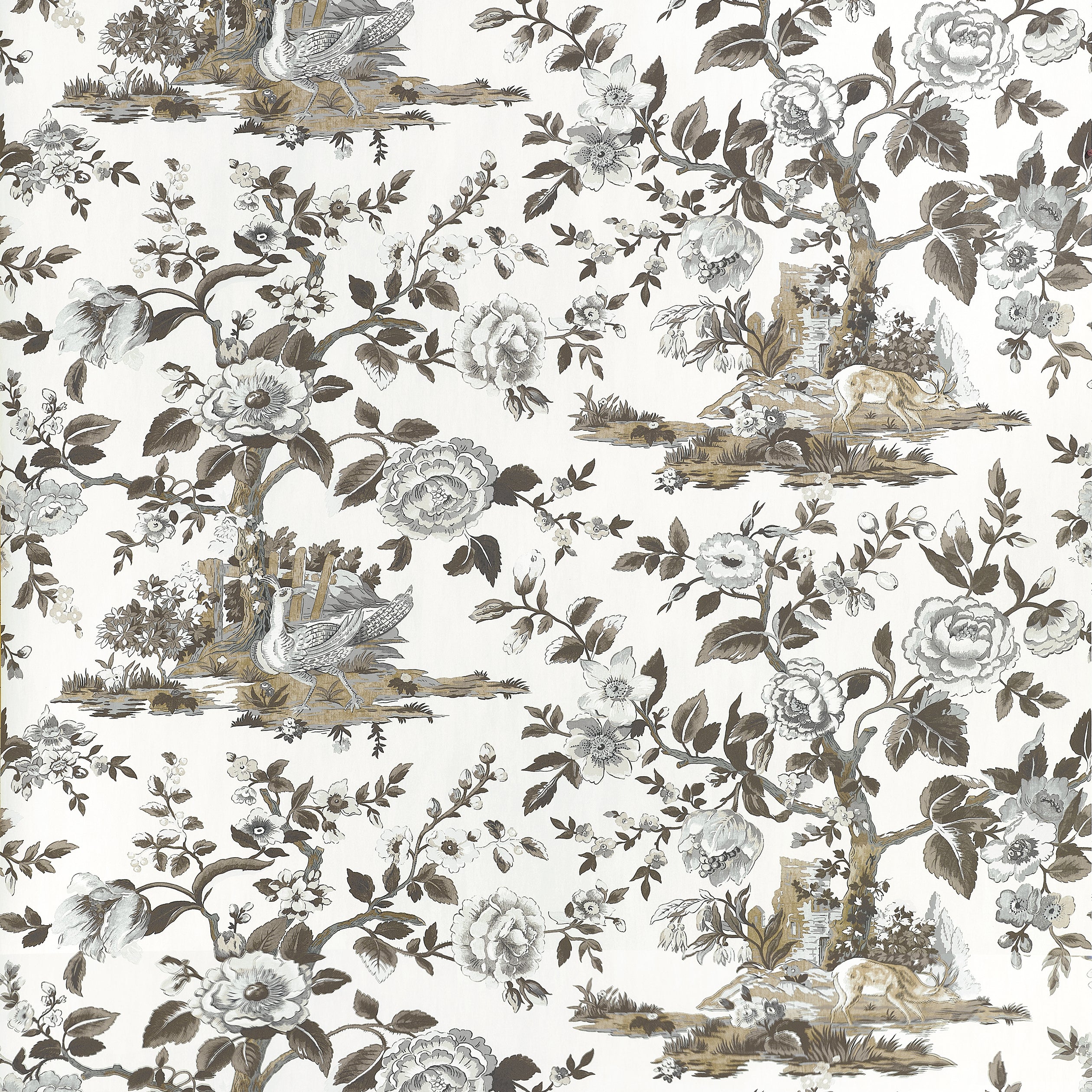 Thibaut Forest Lodge Wallpaper - Brown and White