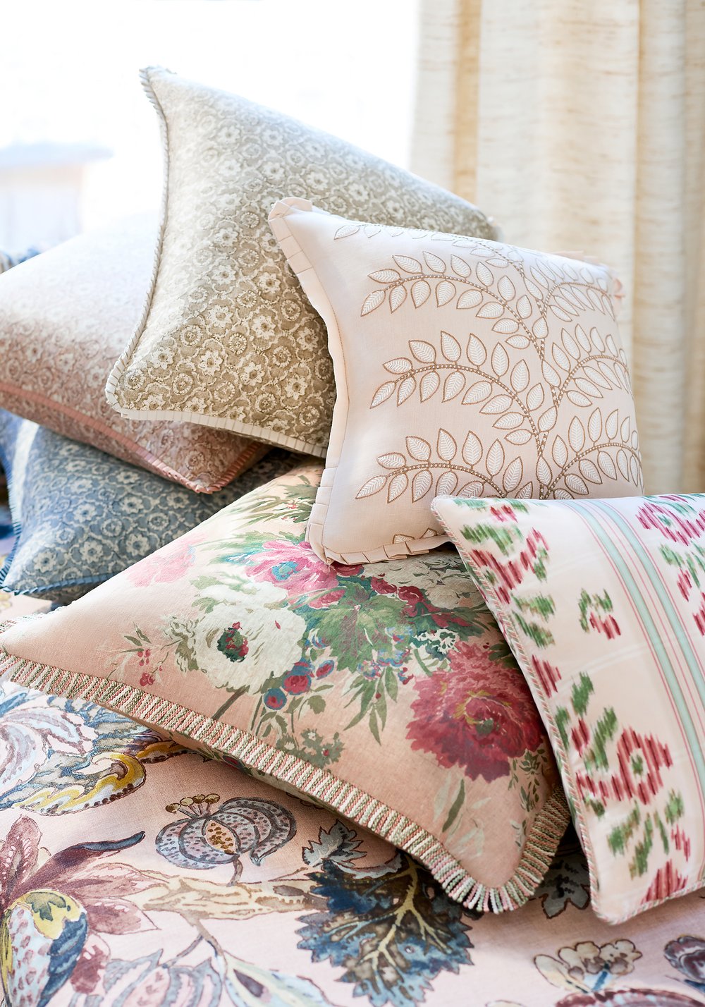 Anna French Frondescence Enbroidery Fabric - Blush