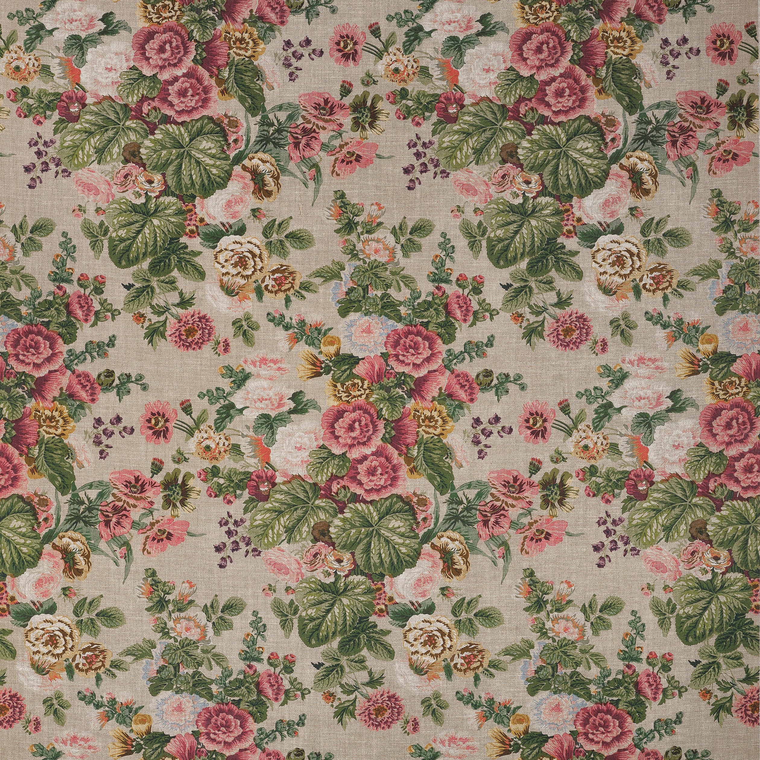 Thibaut Hidcote Fabric - Beige and Coral