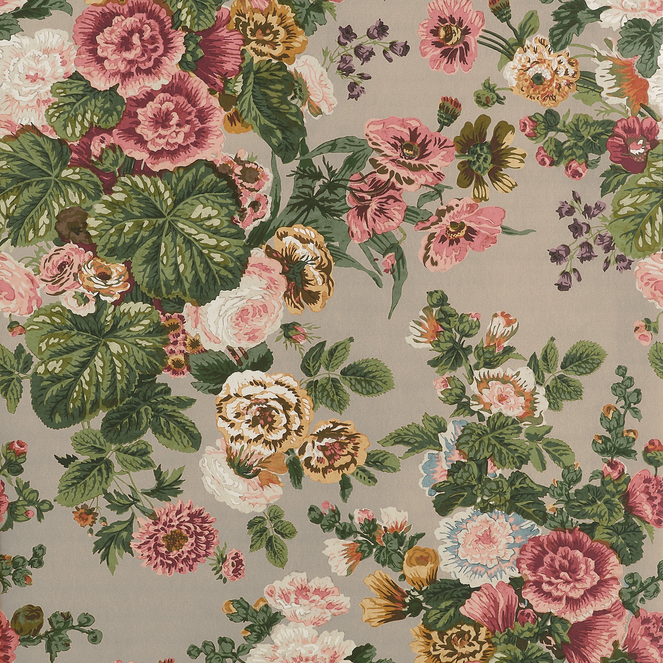 Thibaut Hidcote Wallpaper - Beige and Coral