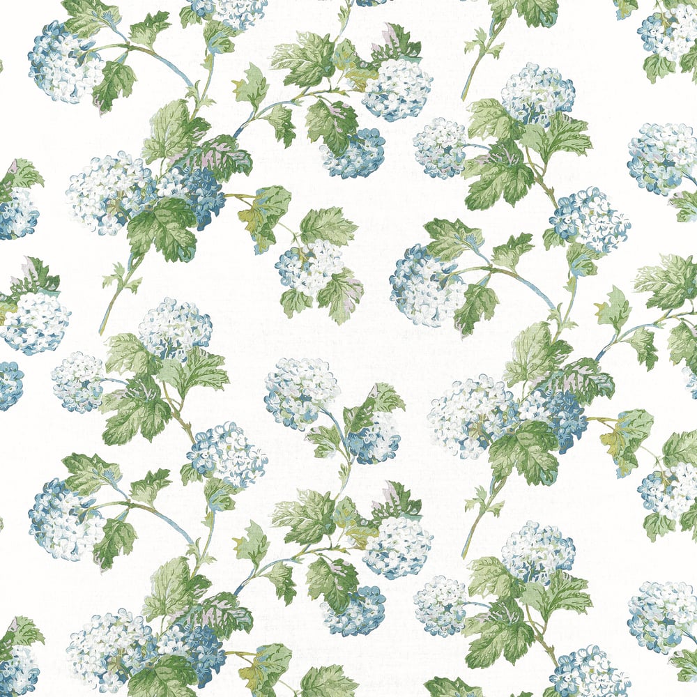 Anna French Sussex Hydrangea Fabric - Blue and Green