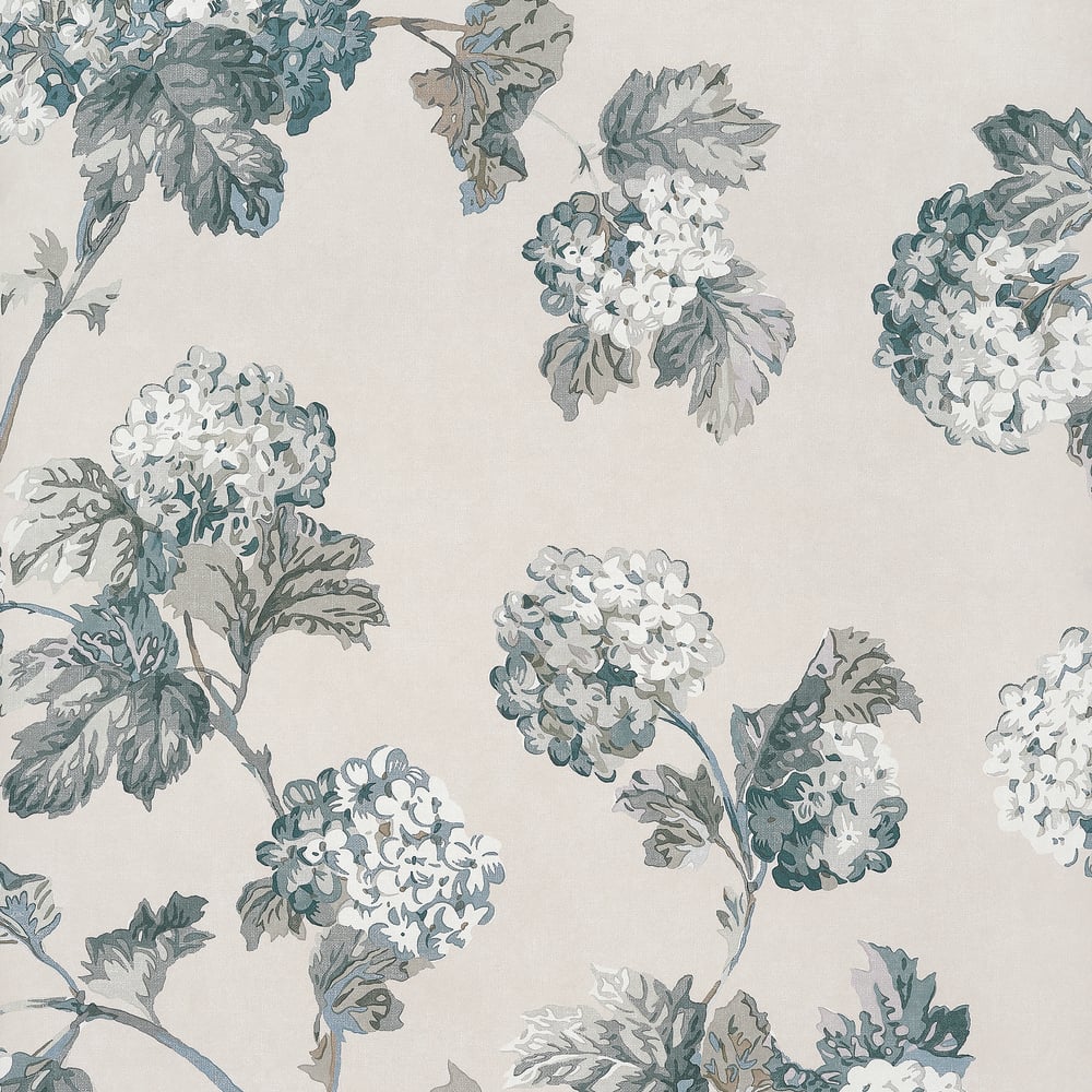 Anna French Sussex Hydrangea Wallpaper - Slate and Linen