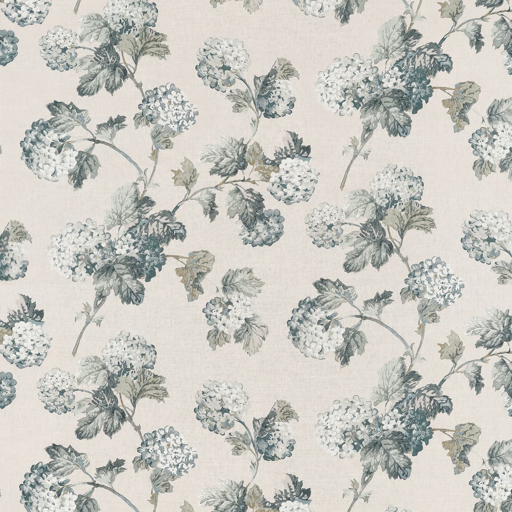 Anna French Sussex Hydrangea Fabric - Slate and Linen