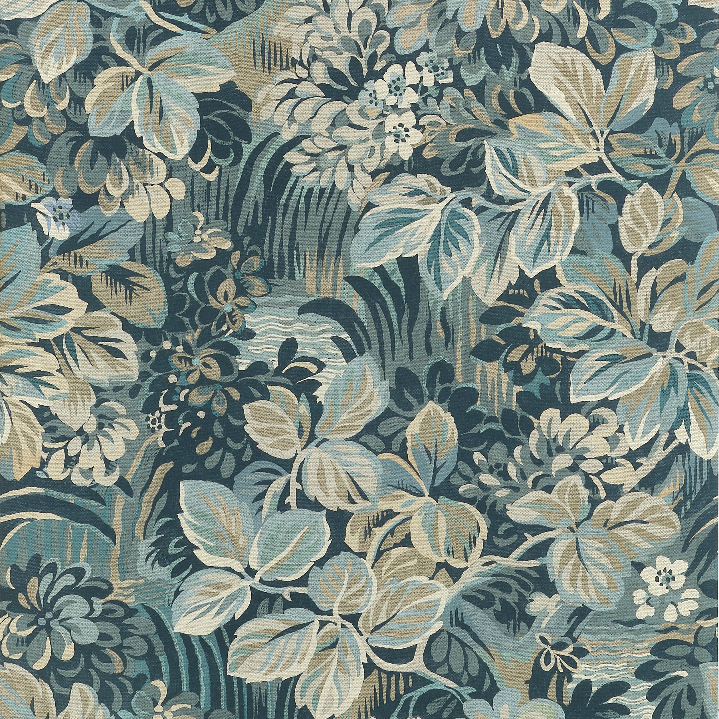 Thibaut Night Garden Wallpaper - Spa Blue