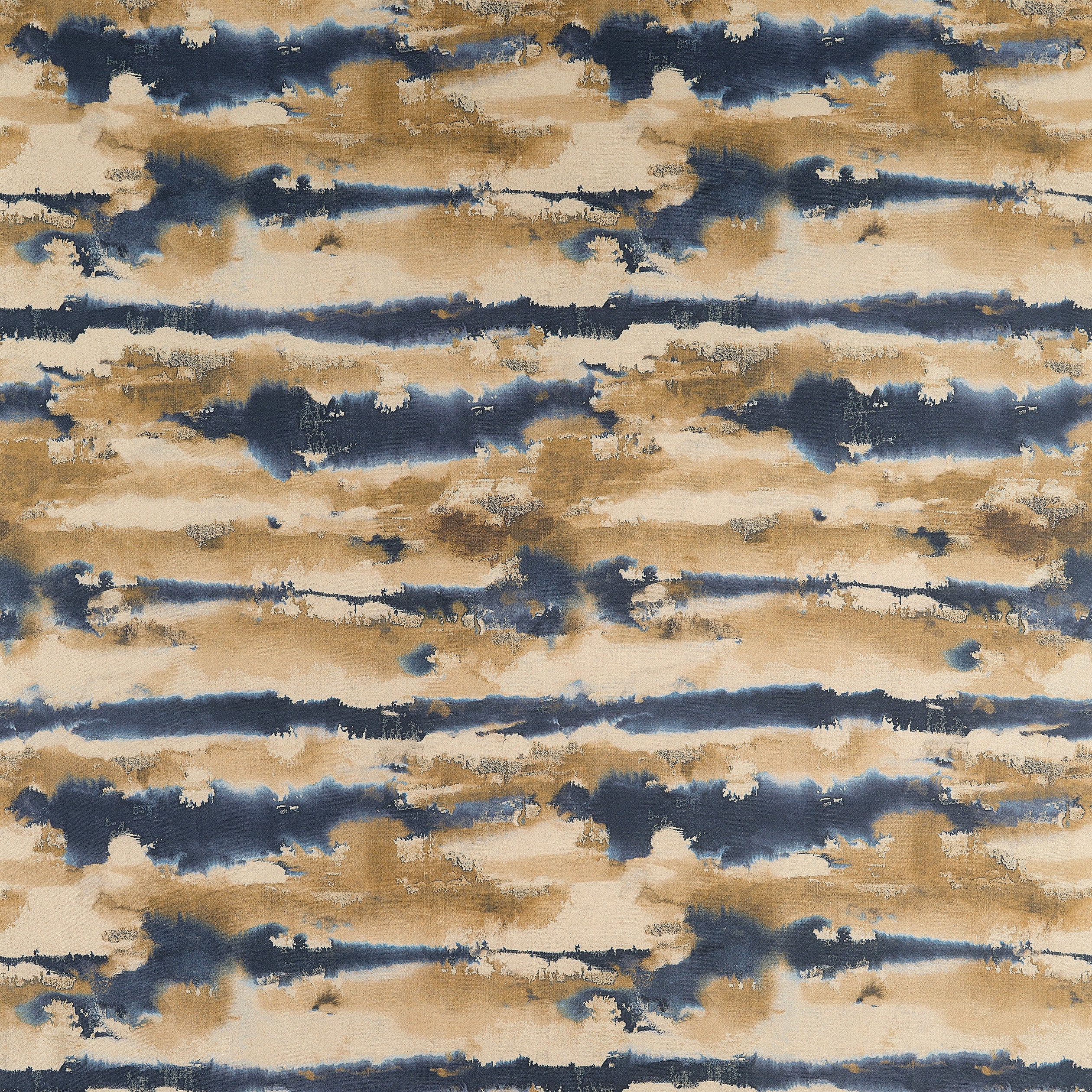 Thibaut Silver Lining Fabric - Indigo and Gold