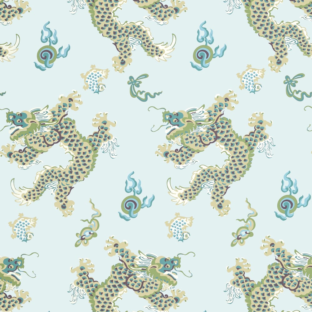 Anna French Dragon Dance Wallpaper - Spa Blue