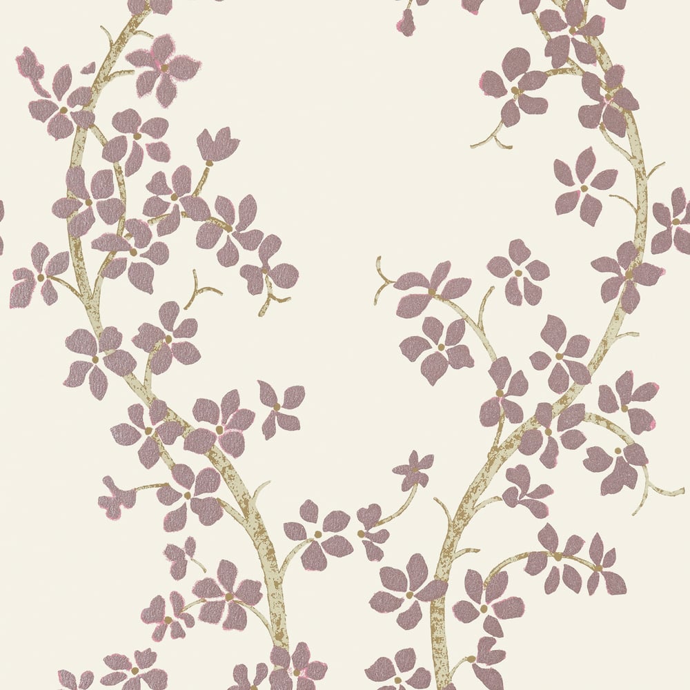 Thibaut St. Albans Grove Wallpaper - Pink on Ivory