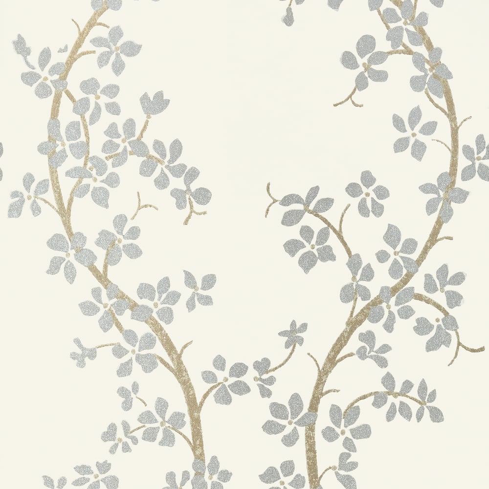 Thibaut St. Albans Grove Wallpaper - Silver on Cream