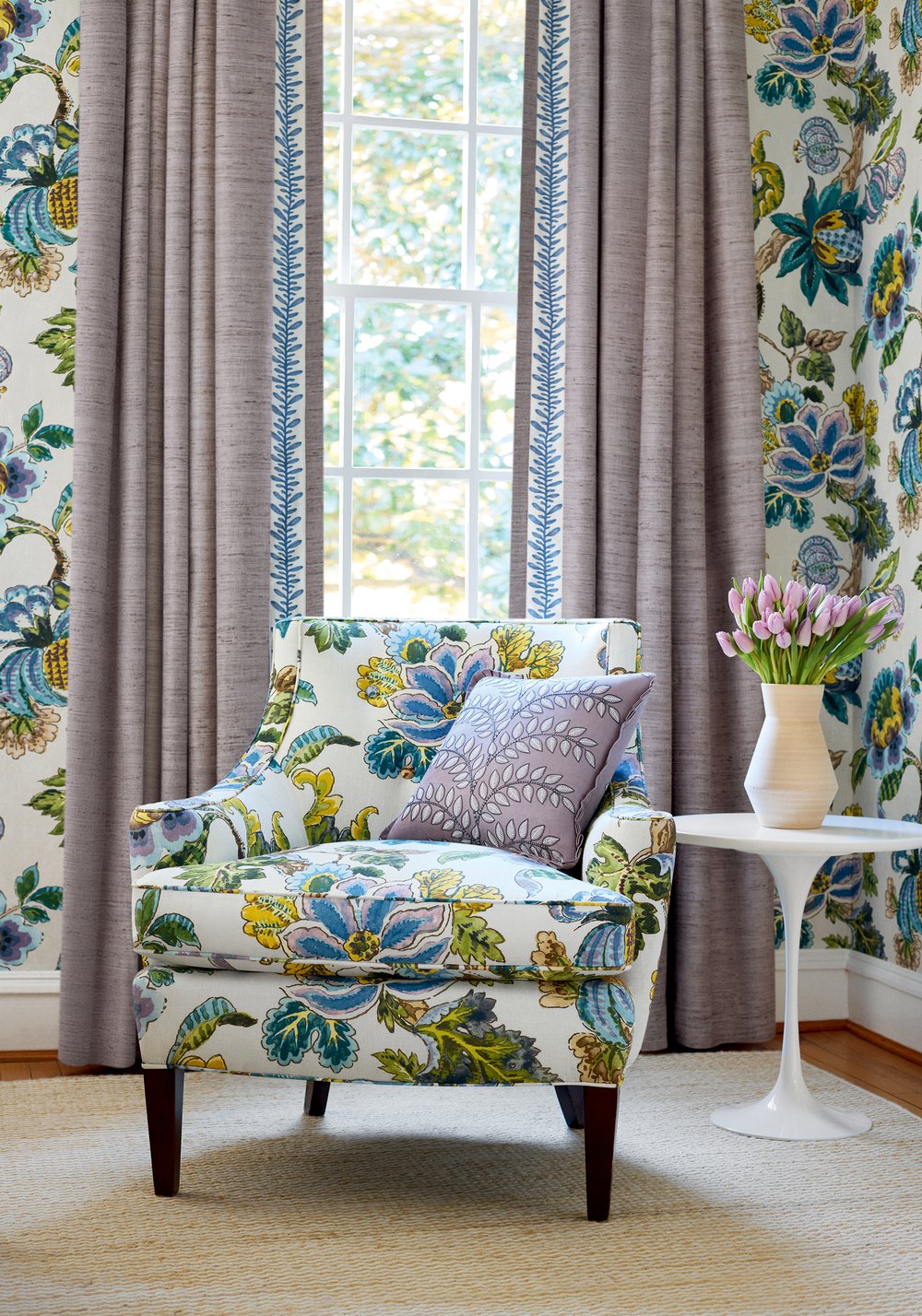 Anna French Stockbridge Fabric - Lavender and Blue