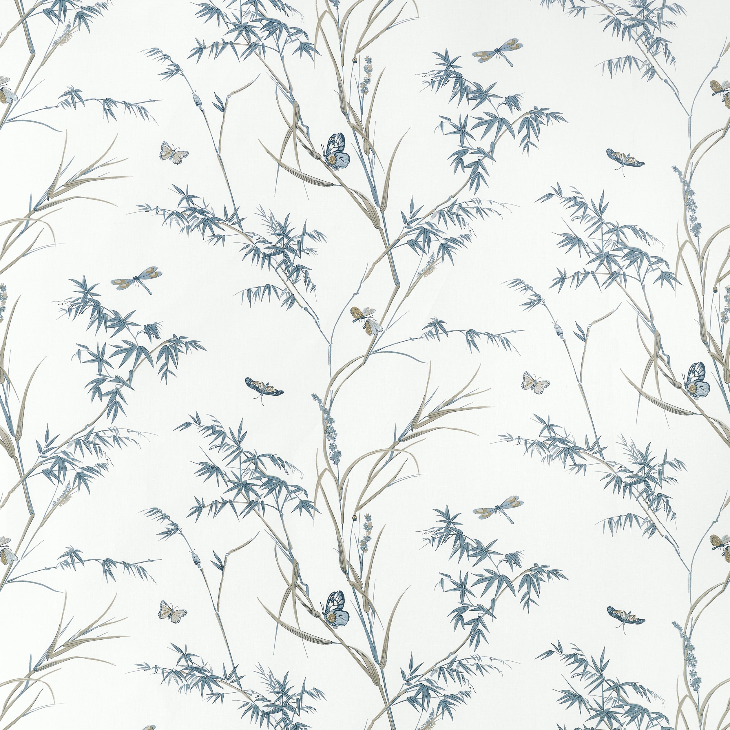 Thibaut Virginia Fabric - Cream and Aqua