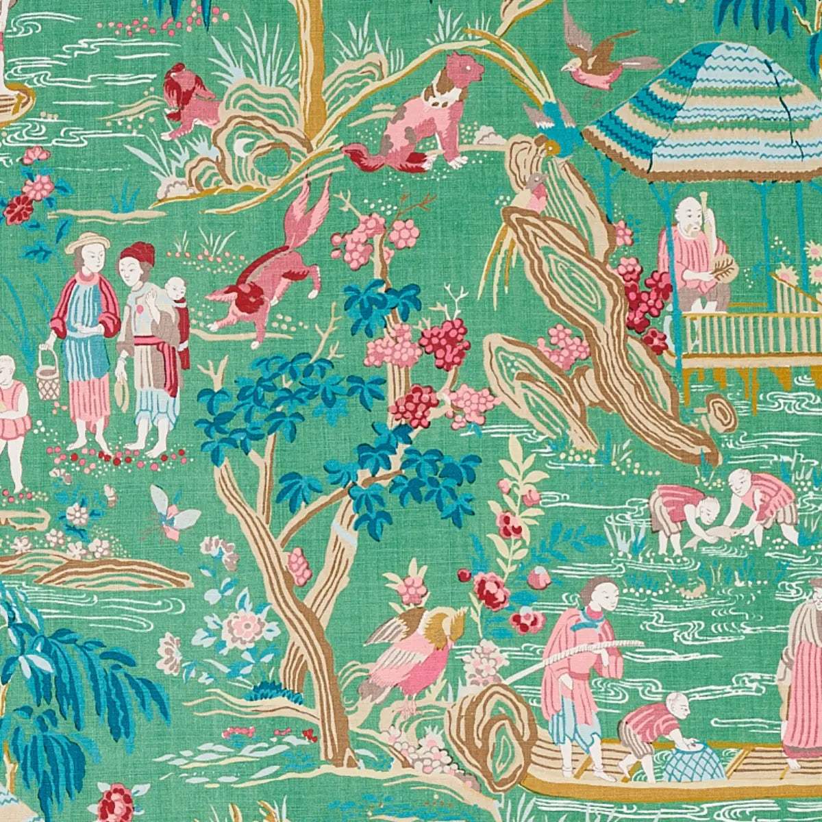 Schumacher Yangtze River Fabric - Jade