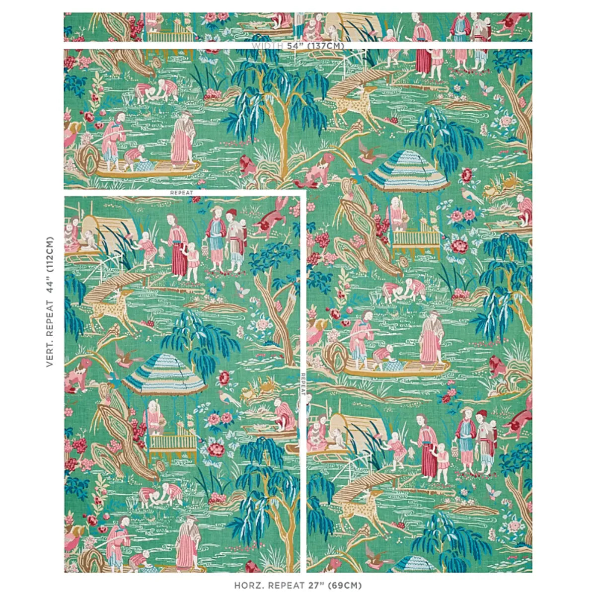 Schumacher Yangtze River Fabric - Jade