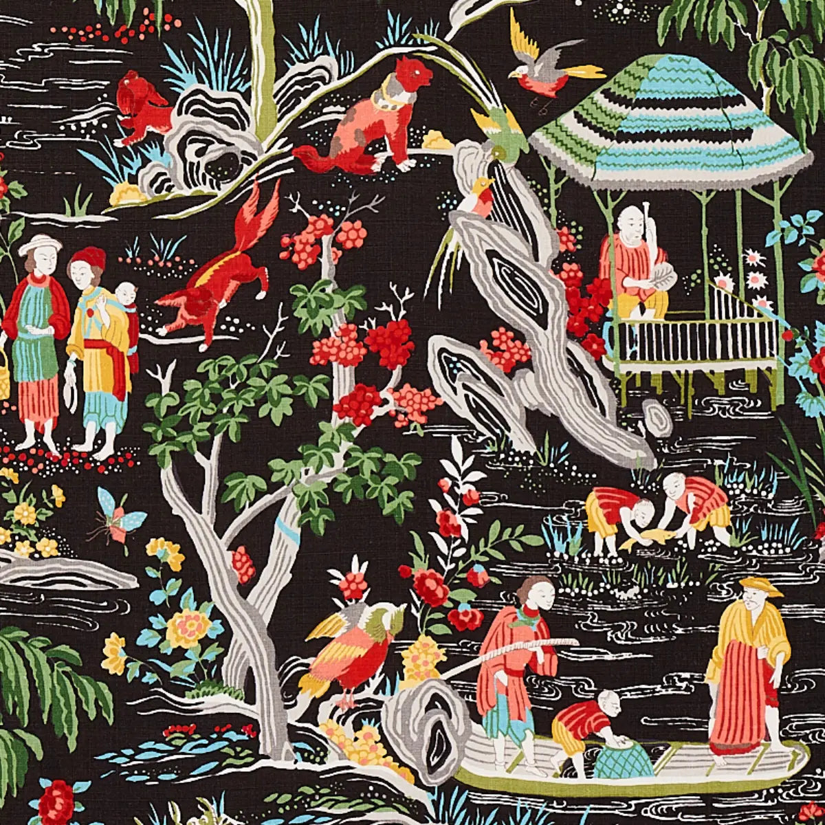 Schumacher Yangtze River Fabric - Onyx