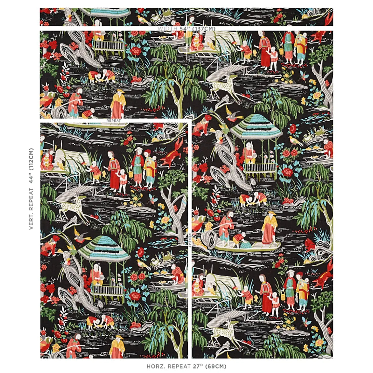 Schumacher Yangtze River Fabric - Onyx