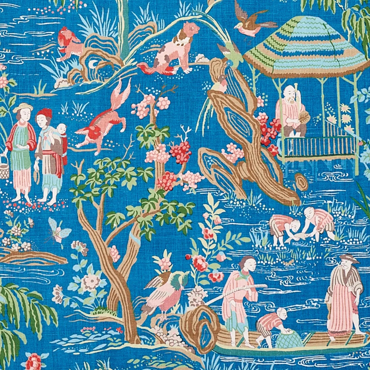 Schumacher Yangtze River Fabric - Peacock