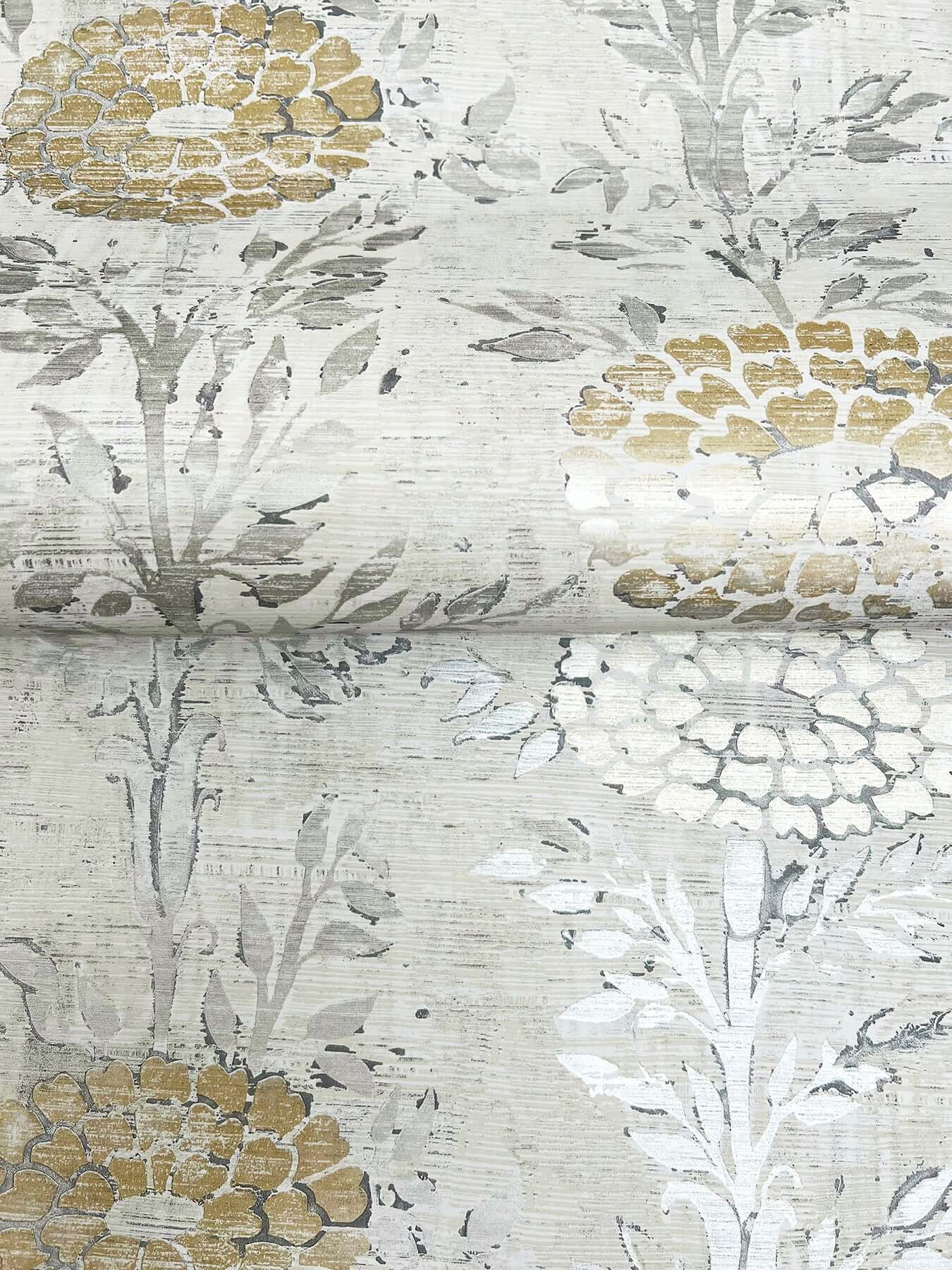 York French Marigold Wallpaper - White/Gold