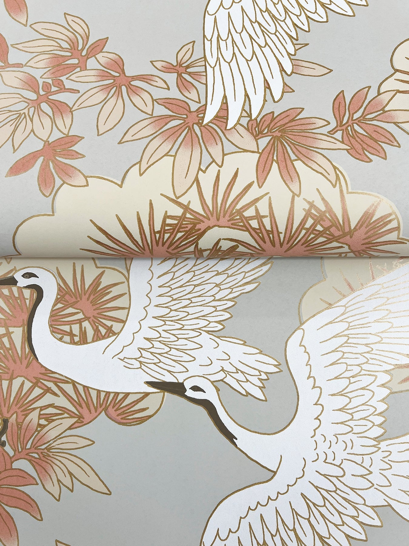 York Spring & Heron Wallpaper - Coral