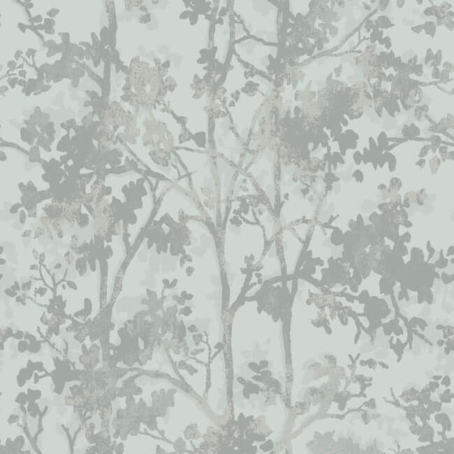 York Shimmering Foliage Wallpaper - Spa/Silver