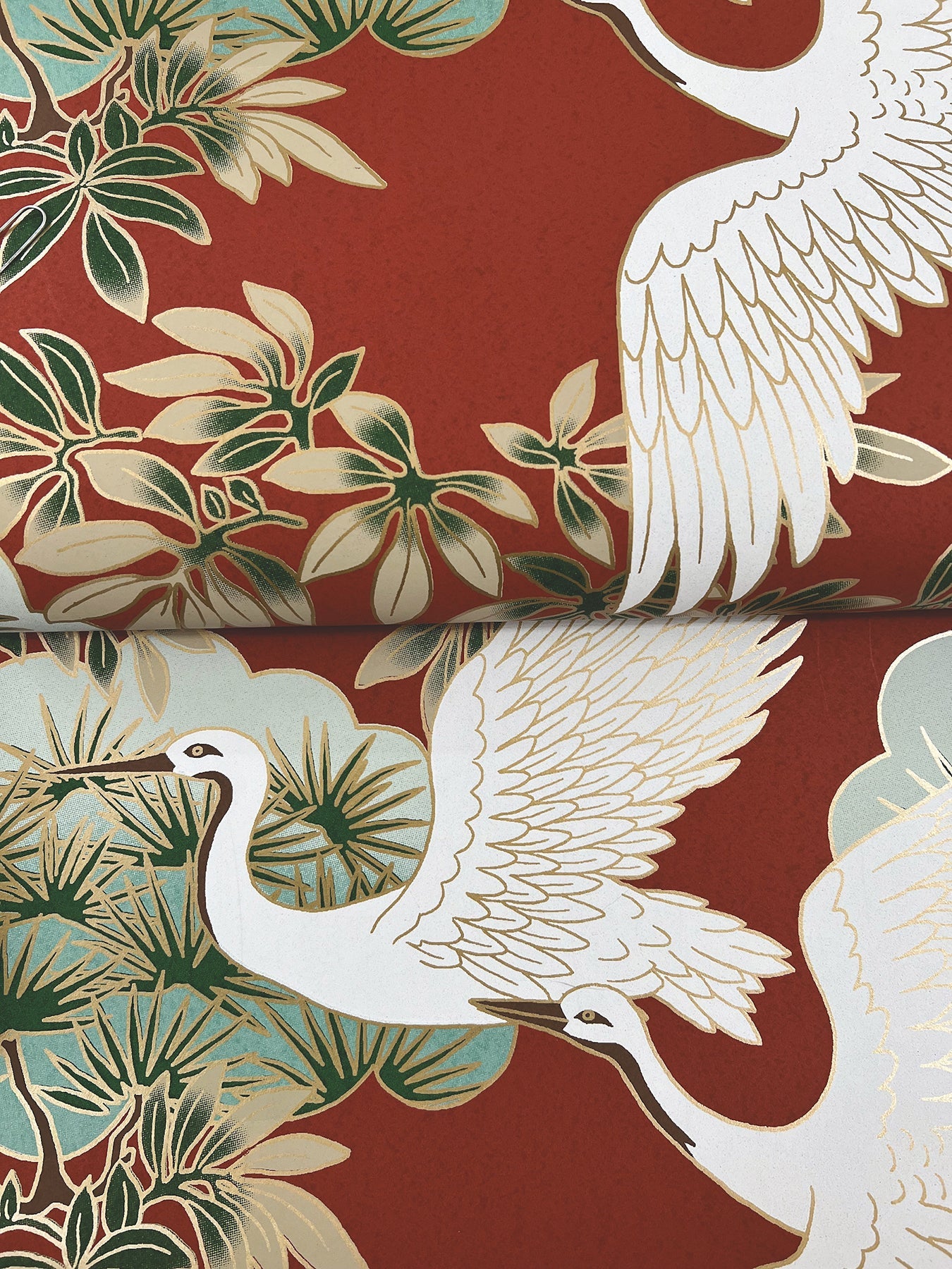 York Spring & Heron Wallpaper - Red