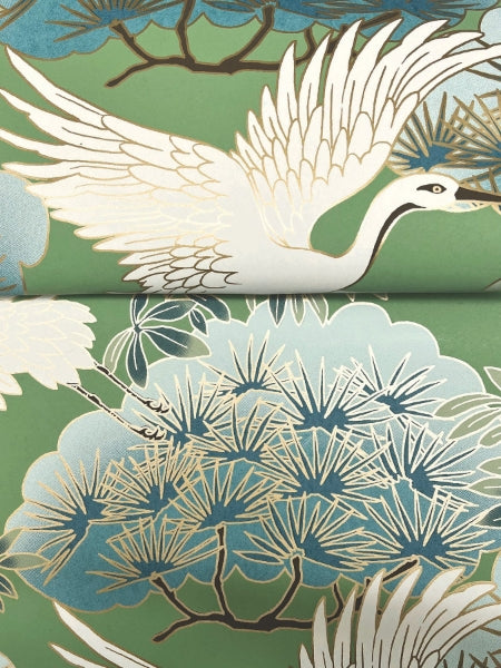 York Spring & Heron Wallpaper - Green