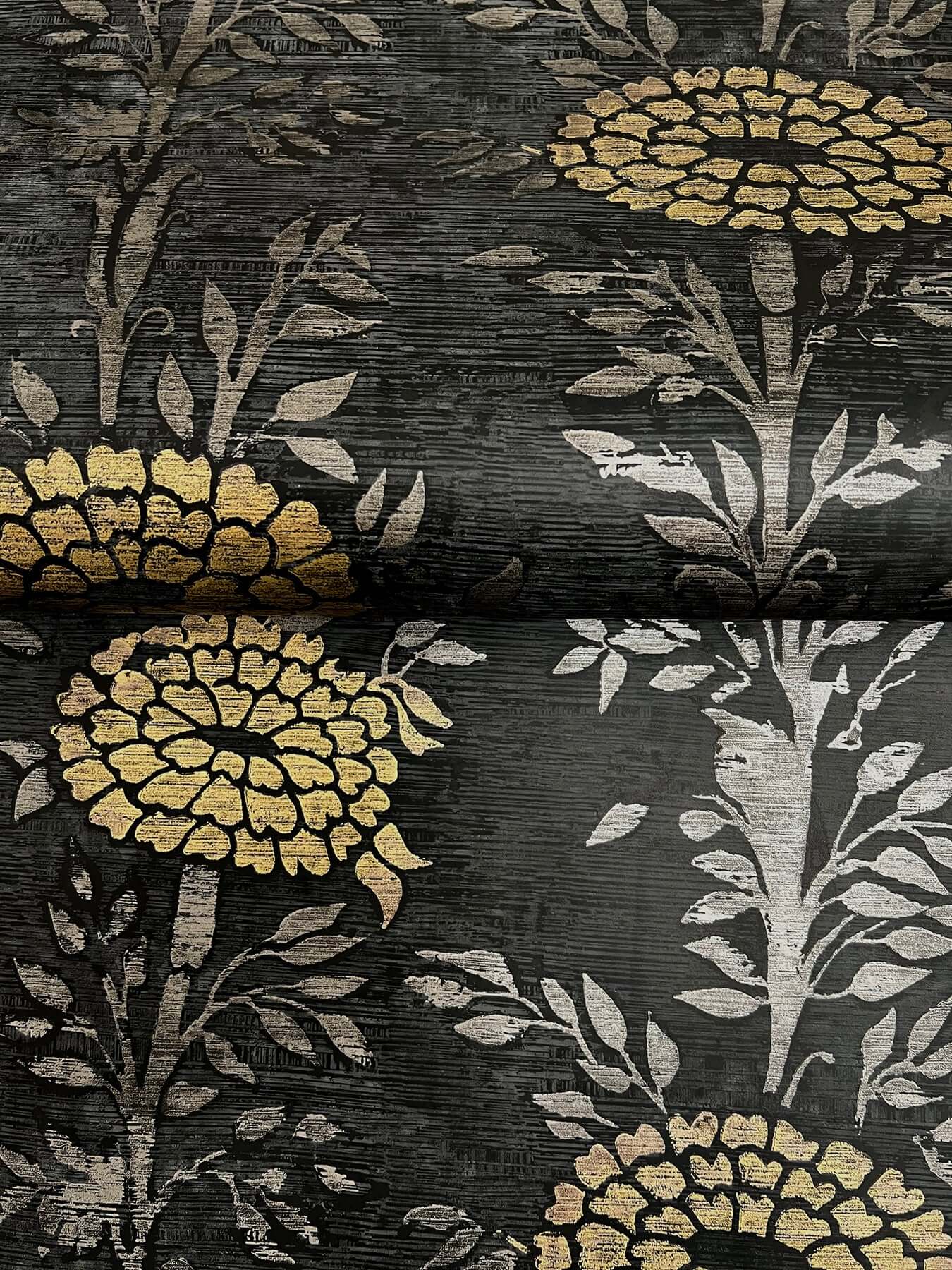 York French Marigold Wallpaper - Black & Gold