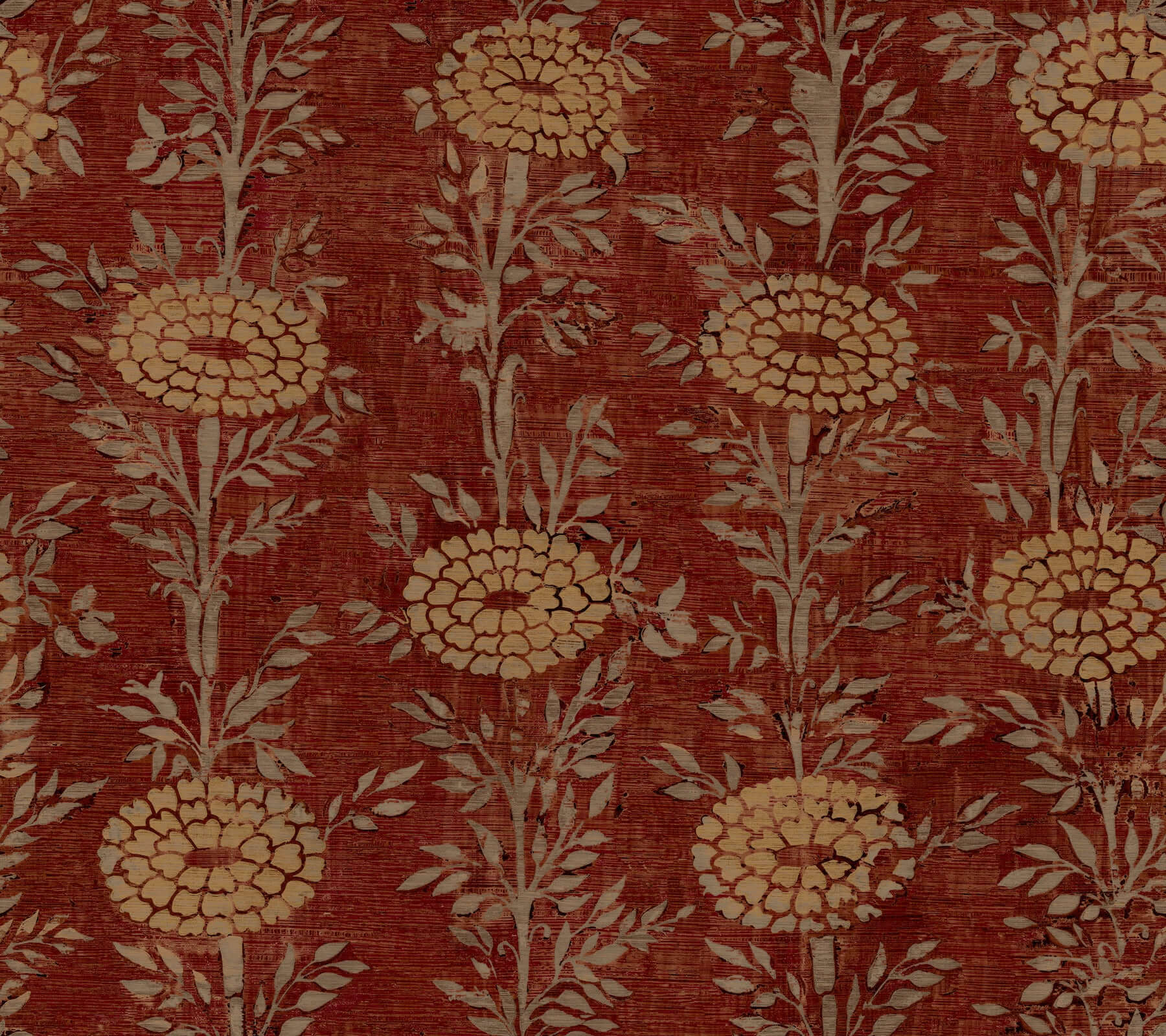 York French Marigold Wallpaper - Red & Gold